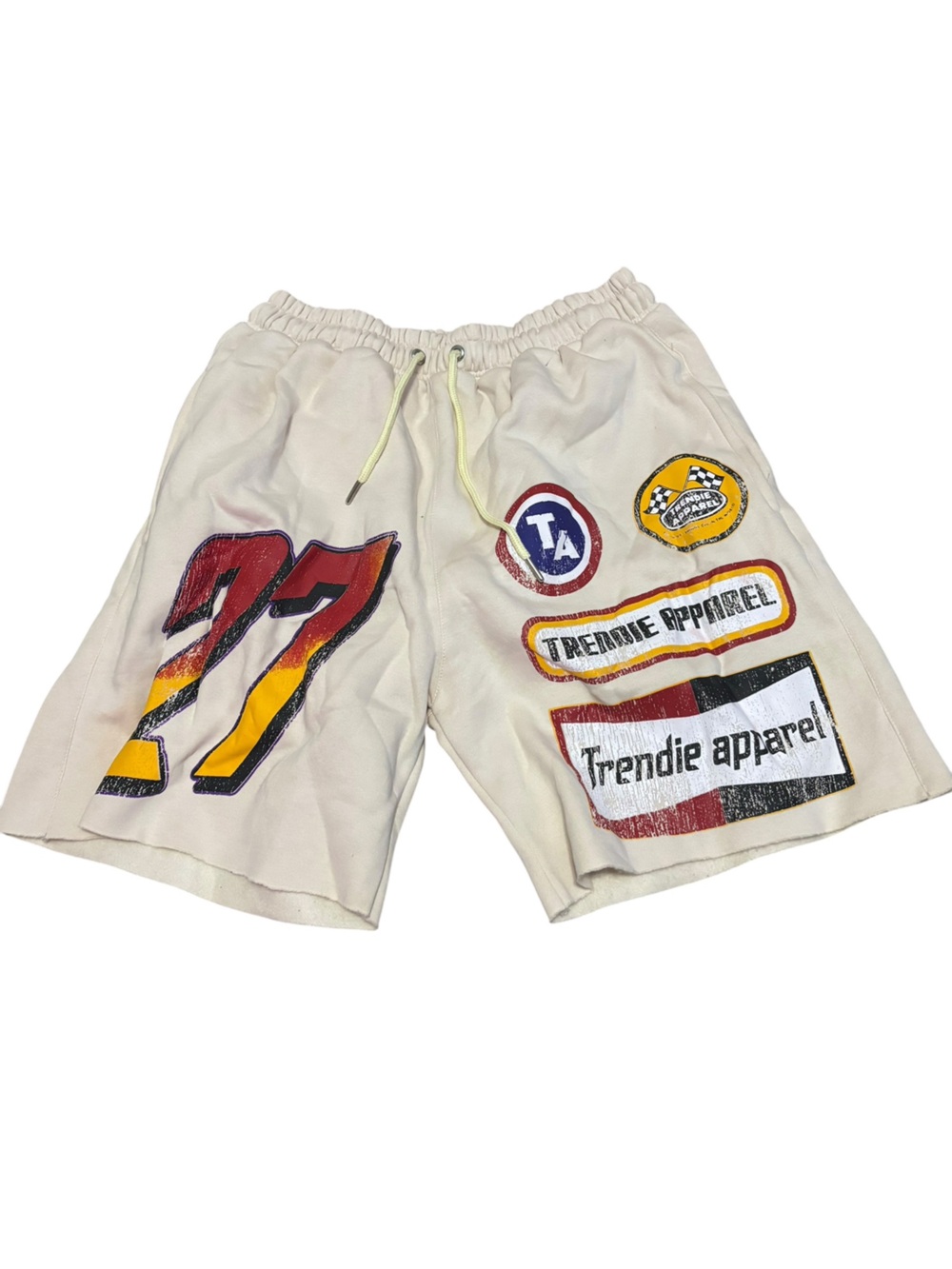 Hollister Cream Graphic Drawstring Boxer Briefs with Red & Yellow Accents